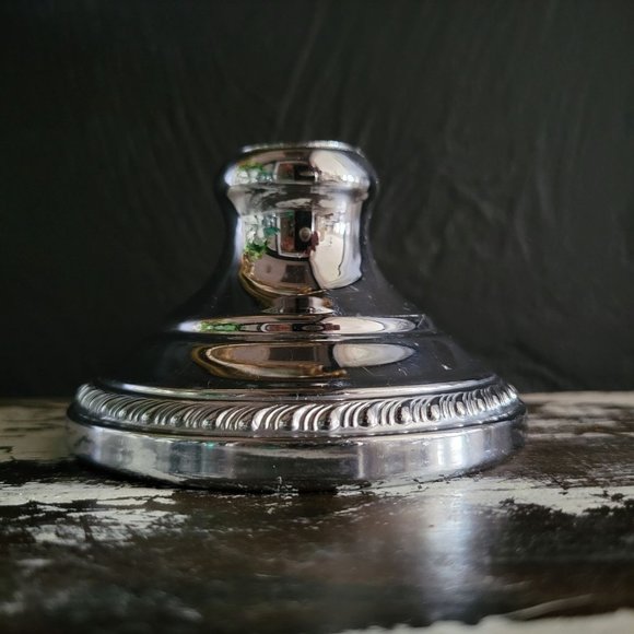 Vintage Farber Krome Kraft Green Glass Compote / Candle Holder Screw on Base - Picture 4 of 11